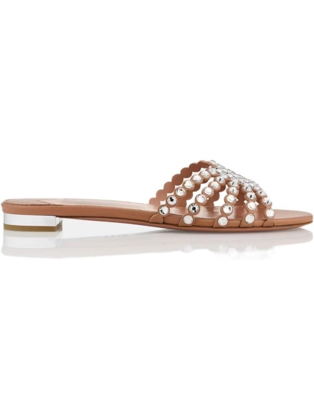 Rhinestone Crystal Flat Sandals for Women | Dressy Slip-On Slide Shoes